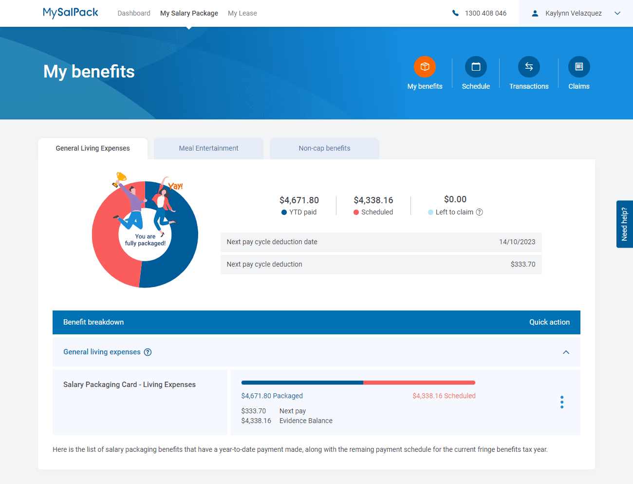 MySalPack snapshot preview