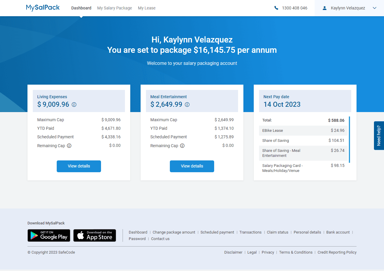 MySalPack snapshot preview
